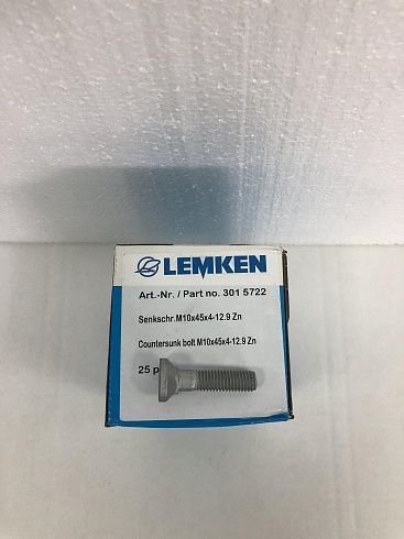 3015722 Lemken Болт с потайной головкой и квадратным подголовником M10x45x4-12.9